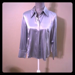 Ellen Tracy silver silk blouse